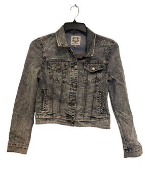 Distressed Black Denim Jacket With Studded Details Papaya Size L Made In China